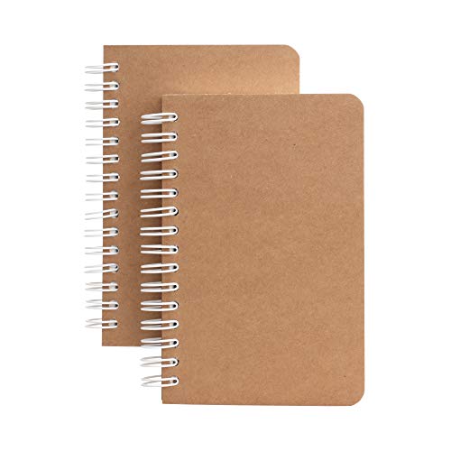 TWONE Notizbücher mit Krafteinband, flach, Spiralbindung, 8,9 x 14 cm, 180 linierte Seiten, 90 Blatt, leicht zu tragen, 2 Stück TWONE Notizbücher mit Krafteinband, flach, Spiralbindung, 8,9 x 14 cm, 180 linierte Seiten, 90 Blatt, leicht zu tragen, 2 Stück von TWONE