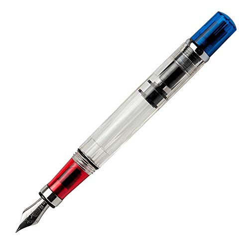 Twsbi Diamond 580 RBT Füllfederhalter, Durchsichtig, Blau / Rot - F von TWSBI