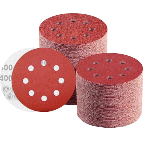 Schleifpapier 125mm Klett 400 Körnung, 8 Loch Schleifscheiben 125mm Rund Klett für Exzenterschleifer by TWSTYFAL (110 Stück) von TWSTYFAL