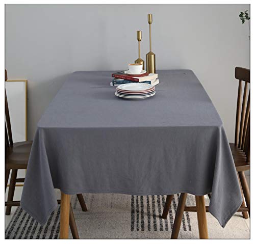 TWYYDP Graues Tischdeckenrechteck Reine Farbe Baumwolle Leinen,(Various Styles and Sizes),130x220cm von TWYYDP