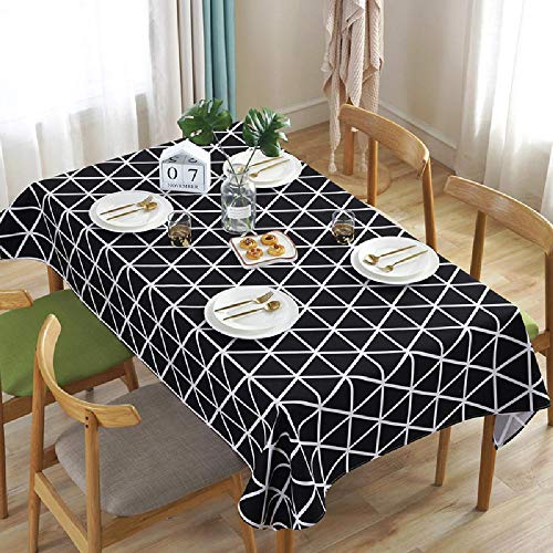 TWYYDP Schwarzes Tischdeckenrechteck Weiße Baumwolltischdecke Mit Geometrischem Muster Tischdecke des Hotelrestaurants 140x250cm von TWYYDP