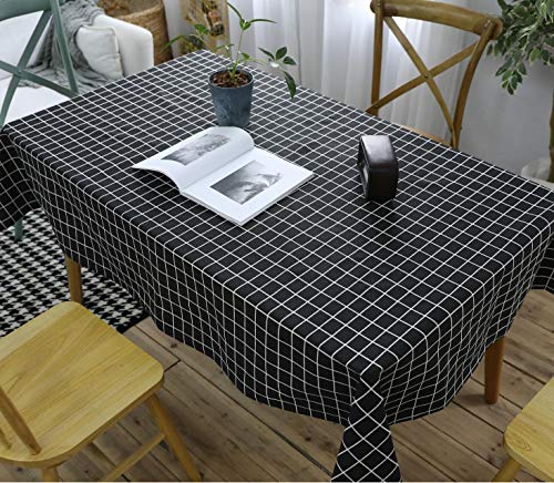 TWYYDP Tischtuch Wasserdichtes Schwarzes Tischdeckenrechteck,Weiße Karierte Baumwolltischdecke Gartentischdecke, Partydekoration Tischdecke,140x280cm von TWYYDP