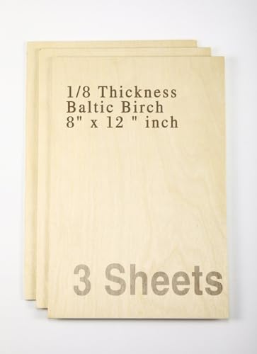 Baltisches Birkensperrholz – 0,3 cm Dicke – 20,3 cm x 30,5 cm Holzplatten für Laserschneiden, CNC-Schneiden und Basteln, 3 Stück TX liteart Baltisches Birkensperrholz – 0,3 cm Dicke – 20,3 cm x 30,5 cm Holzplatten für Laserschneiden, CNC-Schneiden und Basteln, 3 Stück TX liteart von TX liteart