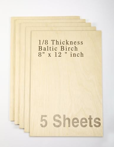 Baltisches Birkensperrholz – 0,3 cm Dicke – 20,3 cm x 30,5 cm Holzplatten für Laserschneiden, CNC-Schneiden und Basteln, 5 Stück TX liteart Baltisches Birkensperrholz – 0,3 cm Dicke – 20,3 cm x 30,5 cm Holzplatten für Laserschneiden, CNC-Schneiden und Basteln, 5 Stück TX liteart von TX liteart