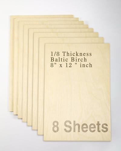Baltisches Birkensperrholz – 0,3 cm Dicke – 20,3 cm x 30,5 cm Holzplatten für Laserschneiden, CNC-Schneiden und Basteln, 8 Stück, von TX liteart Baltisches Birkensperrholz – 0,3 cm Dicke – 20,3 cm x 30,5 cm Holzplatten für Laserschneiden, CNC-Schneiden und Basteln, 8 Stück, von TX liteart von TX liteart