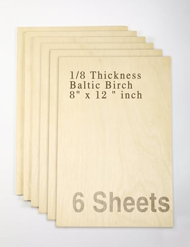 Baltisches Birkensperrholz – 0,3 cm Dicke – 20,3 x 30,5 cm Holzplatten für Laserschneiden, CNC-Schneiden und Basteln, 6 Stück TX liteart Baltisches Birkensperrholz – 0,3 cm Dicke – 20,3 x 30,5 cm Holzplatten für Laserschneiden, CNC-Schneiden und Basteln, 6 Stück TX liteart von TX liteart