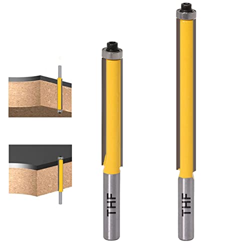 2 Stück Bündigfräser 8MM Schaft Kopierfräser/Holzfräse/Nutfräser Holzschneider Router Bit, Ober Lager, extra langes, gerades Fräser Schneidmesser 2 Stück Bündigfräser 8MM Schaft Kopierfräser/Holzfräse/Nutfräser Holzschneider Router Bit, Ober Lager, extra langes, gerades Fräser Schneidmesser von TXHF