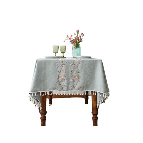 Bestickte Tischdecke aus Baumwollleinen, wasserdicht, rechteckig, Vintage-Blattmuster, for Küche, Esszimmer, Wohnzimmer, Dekoration(Color 02,110X170cm 1pc) von TXLEAPEY