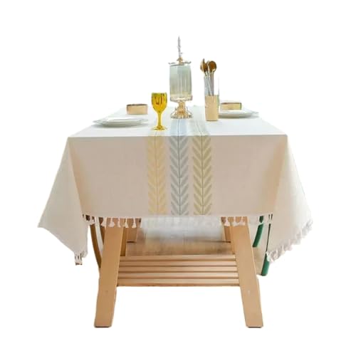 Bestickte Tischdecke aus Baumwollleinen, wasserdicht, rechteckig, Vintage-Blattmuster, for Küche, Esszimmer, Wohnzimmer, Dekoration(Color 09,140X140cm 1pc) von TXLEAPEY