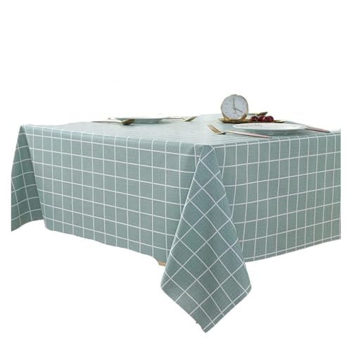Dicke, rechteckige, mit Gittermuster Bedruckte Tischdecke, wasserdicht, ölbeständig, for Zuhause, Küche, Esstisch, Abdeckmatte, Wachstuch, waschbar(Greyish Blue,120 * 120cm) von TXLEAPEY