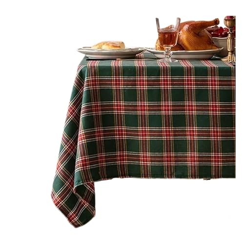 Rot Grün Plaid Tischdecke Party Tischdecke Vintage Esstisch Abdeckung for Home Wohnzimmer Dekoration(Color 02,140x160cm) von TXLEAPEY