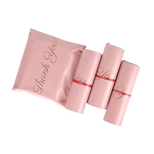 TXLEAPEY 10 Stück 6 Größen Dankeschön-Tasche Rosa Kunststoff-Versandumschlag wasserdichte Versandtaschen Logistik Kuriertasche Express-Paket(20x30cm) von TXLEAPEY