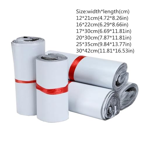 TXLEAPEY 20 Stück weiße Selbstklebende Kuriertaschen, Aufbewahrungstaschen, Versandtaschen aus Kunststoff, Verpackungstaschen for Breiten 12/16/17/20/25/30 cm(25x35cm) von TXLEAPEY