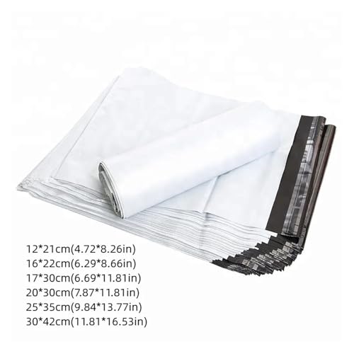 TXLEAPEY 30 Stück weiße Kunststoff-Kuriertaschen, verdickte selbstverschließende Verpackungstaschen, Aufbewahrungstaschen, Versandtaschen(17x30cm) von TXLEAPEY