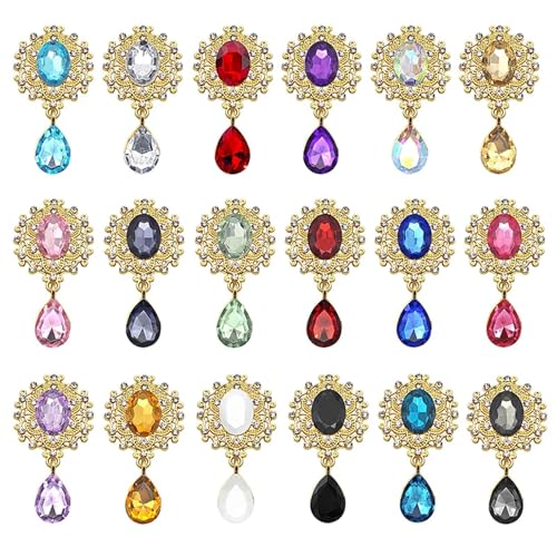 TXLEAPEY Charm-Blumenbrosche, 10 Stück, 25 x 45 MM, Kristallgold, Flache Rückseite, 2019, Hochzeit, Weinglas, Ornament, Dekoration, Basteln, Scrapbooking(Mix Color) von TXLEAPEY