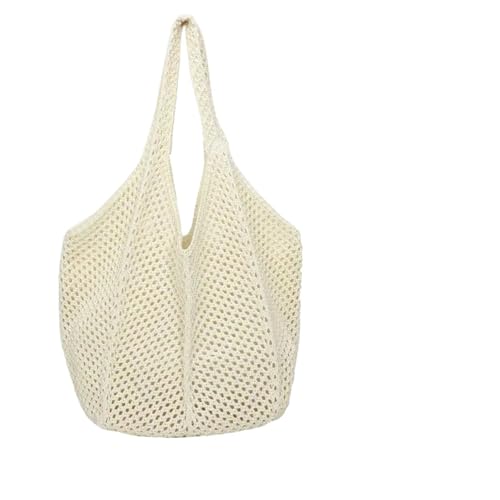 TXLEAPEY Modische, hohlgewebte Umhängetasche for Damen, große Kapazität, strickende Unterarmtasche, solide Häkel-Tragetasche, Handtasche, Sommer-Strandtasche aus Netzstoff(Brown) von TXLEAPEY
