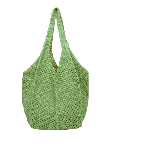 TXLEAPEY Modische, hohlgewebte Umhängetasche for Damen, große Kapazität, strickende Unterarmtasche, solide Häkel-Tragetasche, Handtasche, Sommer-Strandtasche aus Netzstoff(Gold) von TXLEAPEY