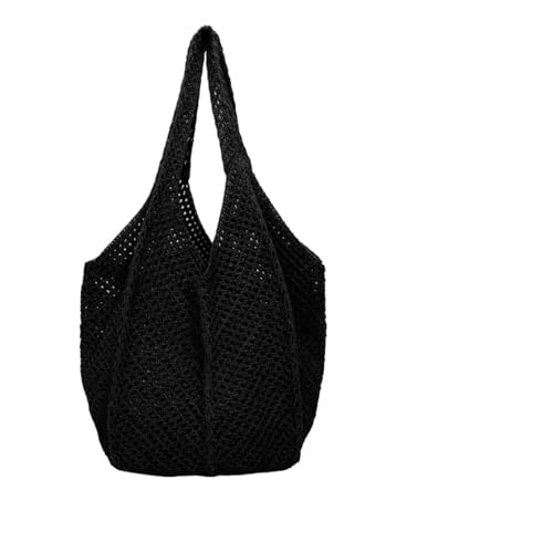 TXLEAPEY Modische, hohlgewebte Umhängetasche for Damen, große Kapazität, strickende Unterarmtasche, solide Häkel-Tragetasche, Handtasche, Sommer-Strandtasche aus Netzstoff(Gray) von TXLEAPEY