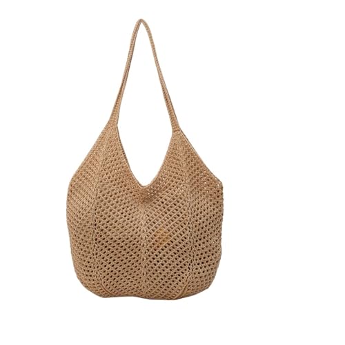 TXLEAPEY Modische, hohlgewebte Umhängetasche for Damen, große Kapazität, strickende Unterarmtasche, solide Häkel-Tragetasche, Handtasche, Sommer-Strandtasche aus Netzstoff(Light Blue) von TXLEAPEY