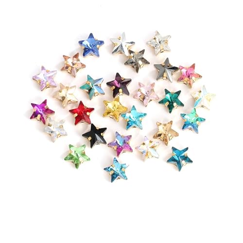 TXLEAPEY Sternform Kristall Genähte Strasssteine ​​Für Handarbeiten Kleidung Hochzeitskleid Schuh DIY Strass Und Dekorationen Steine ​​Für Schmuck(Mix Color,White K Claw_10MM 10PCS) von TXLEAPEY