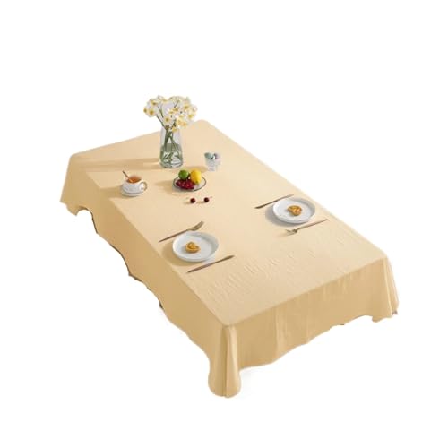 Tischdecke Baumwolle Waschbar Tischdecke Reine Farbe Tischdecken for Rechteck Tisch Küche Party Hochzeit(Beige,135X200CM) von TXLEAPEY