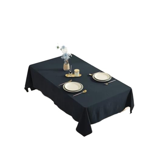 Tischdecke Baumwolle Waschbar Tischdecke Reine Farbe Tischdecken for Rechteck Tisch Küche Party Hochzeit(Black,135X220CM) von TXLEAPEY