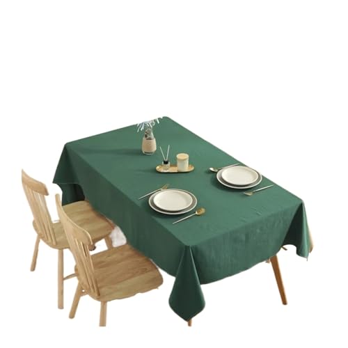 Tischdecke Baumwolle Waschbar Tischdecke Reine Farbe Tischdecken for Rechteck Tisch Küche Party Hochzeit(Dark Green,135X300CM) von TXLEAPEY