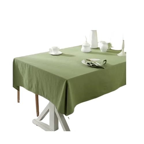 Tischdecke Baumwolle Waschbar Tischdecke Reine Farbe Tischdecken for Rechteck Tisch Küche Party Hochzeit(Light Green,135X180CM) von TXLEAPEY