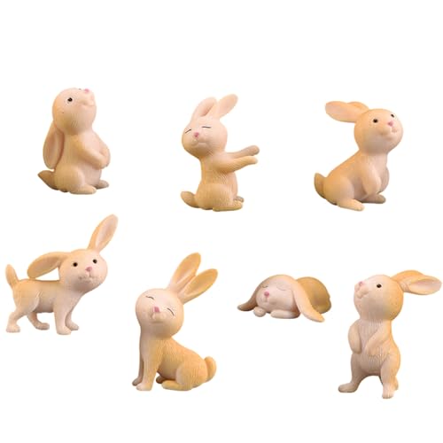 7 Stück Mini Hase Figuren Harz Osterhase Miniatur Kaninchen Figuren Osterhasen Cupcake Toppers Mini Hase Deko Harz Mini Tortendeko für Geburtstag Party Kindergeburtstag Deko Desktop Mikro Landschaft von TXS