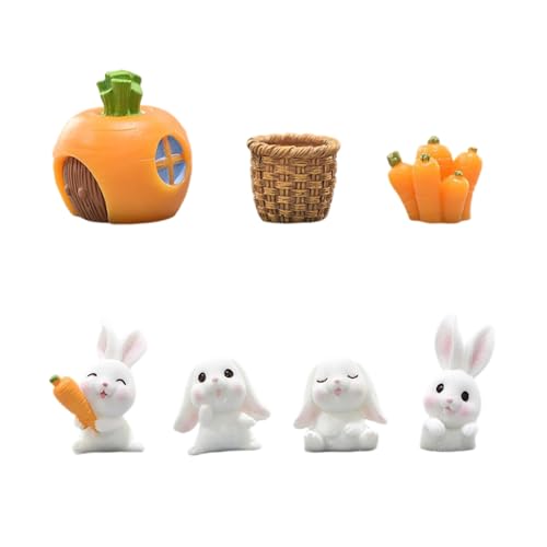 7 Stück Hase Figuren Harz Osterhase Miniatur Kaninchen Figuren Osterhasen Cupcake Toppers Mini Hase Deko Tortendeko für Kindergeburtstag Deko Geburtstag Party Desktop Mikro Landschaft von TXS