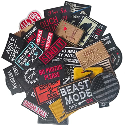 TXSN 12 zufällige taktische Moral-Patches, volle Stickschlaufe und Hakenverschluss, Set für Mützen, Taschen, Rucksäcke, Geschirr, Weste, Militäruniformen, taktische Ausrüstung usw TXSN 12 zufällige taktische Moral-Patches, volle Stickschlaufe und Hakenverschluss, Set für Mützen, Taschen, Rucksäcke, Geschirr, Weste, Militäruniformen, taktische Ausrüstung usw von TXSN