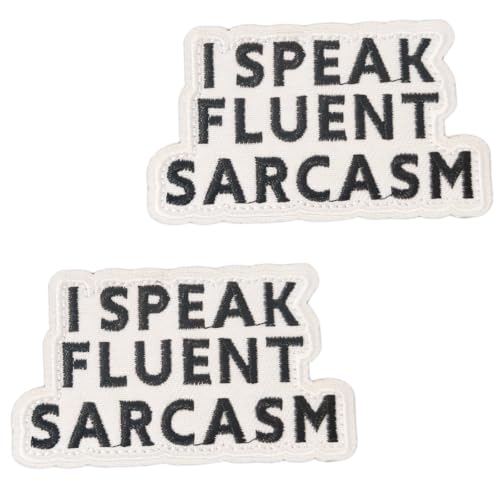 TXSN 2 x Aufnäher mit Aufschrift "I Speak Fluent Sarcasm", lustiger taktischer Moralaufnäher, Vollstickerei, Haken- und Schlaufen-Design für taktische Rucksäcke, Jacken, Uniformen von TXSN