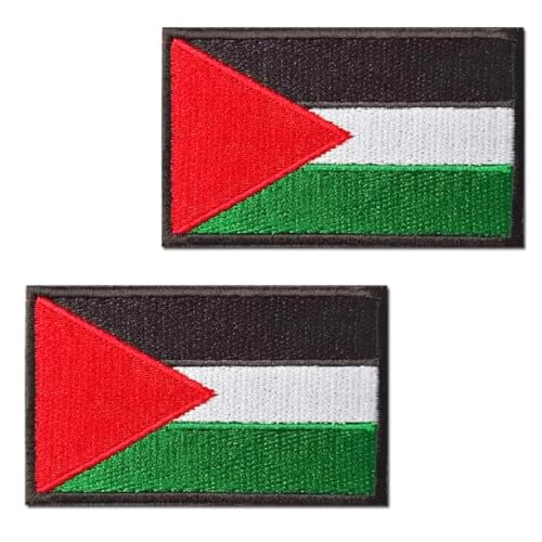 TXSN 2 x Palästina-Flaggen-Patches, taktische Palästina-Aufnäher, Klettverschluss, vollständige Stickerei, Abzeichen für Mützen, Taschen, Westen, Jacken, Rucksäcke, Uniformen von TXSN