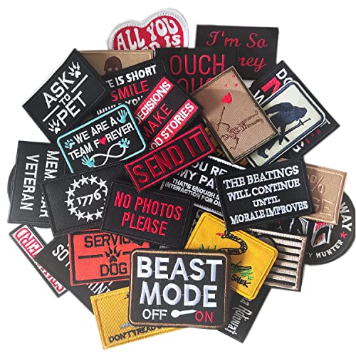 TXSN 20 Stück zufällige taktische Moral-Patches, volle Stickschlaufe und Hakenverschluss, Set für Mützen, Taschen, Rucksäcke, Geschirr, Westen, Militäruniformen, taktische Ausrüstung usw TXSN 20 Stück zufällige taktische Moral-Patches, volle Stickschlaufe und Hakenverschluss, Set für Mützen, Taschen, Rucksäcke, Geschirr, Westen, Militäruniformen, taktische Ausrüstung usw von TXSN
