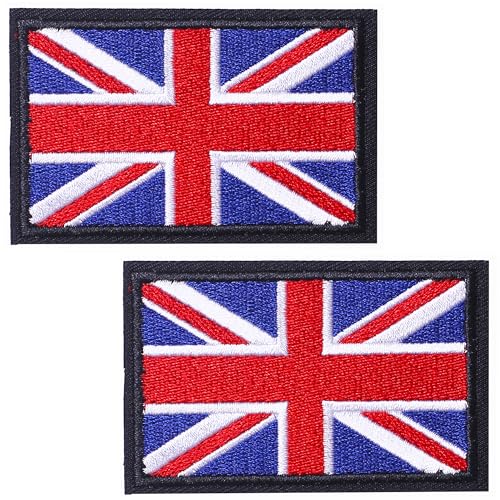 TXSN Aufnäher mit Union Jack-Flagge, bestickt, mit Klettverschluss für taktische Ausrüstung, 2 Stück TXSN Aufnäher mit Union Jack-Flagge, bestickt, mit Klettverschluss für taktische Ausrüstung, 2 Stück von TXSN