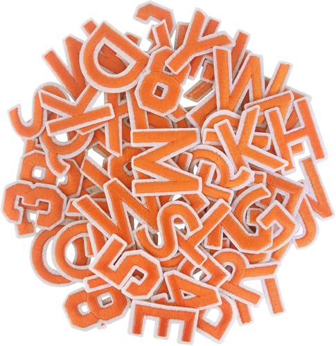 TXSN Aufnäher zum Aufbügeln, Buchstaben und Zahlen, bestickt, für Kleidung, Hut, Jacke, Jeans, Rucksäcke, Taschen und mehr, Orange, 72 Stück TXSN Aufnäher zum Aufbügeln, Buchstaben und Zahlen, bestickt, für Kleidung, Hut, Jacke, Jeans, Rucksäcke, Taschen und mehr, Orange, 72 Stück von TXSN