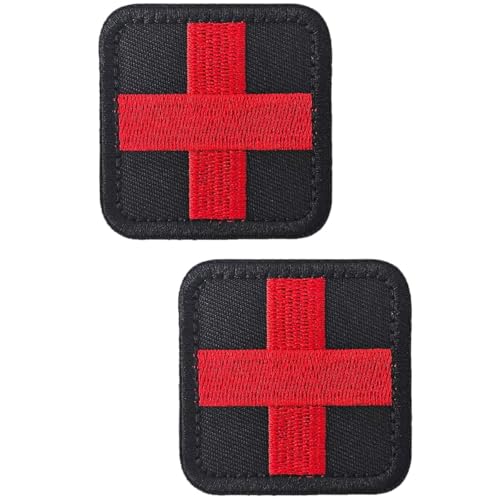 TXSN Medic Patches, Red Corss Erste-Hilfe-Aufnäher, vollständige Stickerei, EMT-EMS-Abzeichen, schwarz, 2 Stück TXSN Medic Patches, Red Corss Erste-Hilfe-Aufnäher, vollständige Stickerei, EMT-EMS-Abzeichen, schwarz, 2 Stück von TXSN