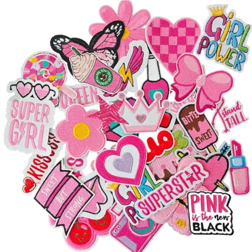 TXSN Rosa Aufnäher zum Aufbügeln für Mädchen, bestickt, zum Aufbügeln oder Aufnähen, für Kleidung, Hosen, Rucksäcke, Hüte, Jeans, DIY-Zubehör. TXSN Rosa Aufnäher zum Aufbügeln für Mädchen, bestickt, zum Aufbügeln oder Aufnähen, für Kleidung, Hosen, Rucksäcke, Hüte, Jeans, DIY-Zubehör. von TXSN