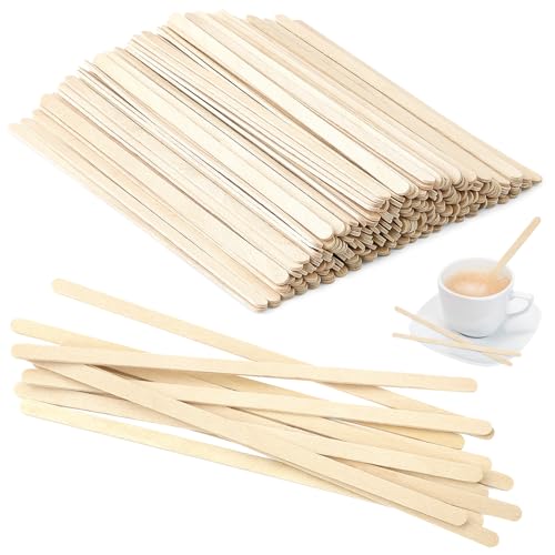 TXXATX 1000 Stück Rührstäbchen Holz 14 cm Holzstäbchen Kaffee Biologisch Abbaubare Holzstäbchen für Waffeln am Stiel für Milch Tee von TXXATX