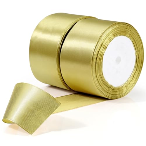 TXXATX Geschenkband Breit 50 mm Schleifenband Antikgold Satinband Deko Geschenkbänder 46m Ribbon Band Hochzeit Stoff Antikgold für Taufe Geburtstag Geschenkverpackung Weihnachtstischdeko TXXATX Geschenkband Breit 50 mm Schleifenband Antikgold Satinband Deko Geschenkbänder 46m Ribbon Band Hochzeit Stoff Antikgold für Taufe Geburtstag Geschenkverpackung Weihnachtstischdeko von TXXATX
