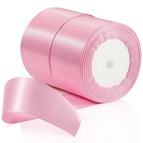 TXXATX Geschenkband Breit 50 mm Schleifenband Rosa Satinband Deko Geschenkbänder 46m Ribbon Band Hochzeit Stoff Rosa für Taufe Geburtstag Geschenkverpackung Weihnachtstischdeko von TXXATX