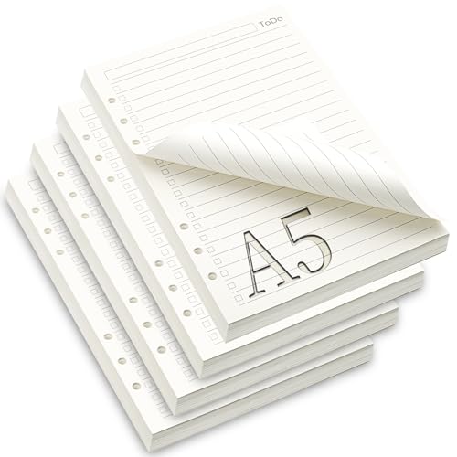 TXXATX Nachfüllpapier A5 Ringbucheinlagen 4 Pack Nachfüllbar Liniert 180 Blatt 6 Löcher Ringbuch Notizpapier Refill Paper für To Do Liste Planer Studium Kalendereinlagen Reiseplanung Tagesplan TXXATX Nachfüllpapier A5 Ringbucheinlagen 4 Pack Nachfüllbar Liniert 180 Blatt 6 Löcher Ringbuch Notizpapier Refill Paper für To Do Liste Planer Studium Kalendereinlagen Reiseplanung Tagesplan von TXXATX