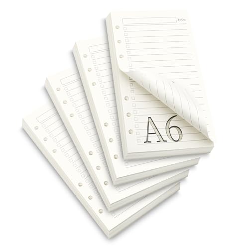 TXXATX Ringbucheinlagen A6 Nachfüllpapier 4 Pack Nachfüllbar Liniert 180 Blatt 6 Löcher Ringbuch Notizpapier Refill Paper für To Do Liste Planer Studium Kalendereinlagen Reiseplanung Tagesplan TXXATX Ringbucheinlagen A6 Nachfüllpapier 4 Pack Nachfüllbar Liniert 180 Blatt 6 Löcher Ringbuch Notizpapier Refill Paper für To Do Liste Planer Studium Kalendereinlagen Reiseplanung Tagesplan von TXXATX