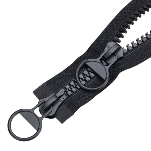 Reißverschluss Kunststoff 2 Wege 112cm #10 Groß Teilbar Schwarz Reißverschluss für Mantel Daunenjacke Jacken TXZWJZ von TXZWJZ
