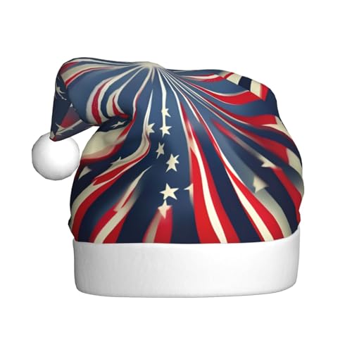 TYANG Amerikanische Flagge, Feuerwerk, Weihnachtsmannmütze, Weihnachtsmannmütze, dekorierte Mütze, Band TYANG Amerikanische Flagge, Feuerwerk, Weihnachtsmannmütze, Weihnachtsmannmütze, dekorierte Mütze, Band von TYANG