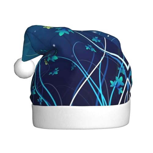 TYANG Blaue Mini-Blumen-Wirbel-Druck, Weihnachtsmannmütze, Weihnachtsmannmütze, Band TYANG Blaue Mini-Blumen-Wirbel-Druck, Weihnachtsmannmütze, Weihnachtsmannmütze, Band von TYANG