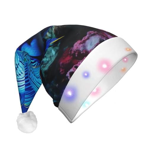 TYANG Blauer Ozean, Unterwasserfisch-Druck, Weihnachtsmannmütze, Weihnachtsmannmütze, Band, LED-Lichter, leuchtende Weihnachtsmannmütze TYANG Blauer Ozean, Unterwasserfisch-Druck, Weihnachtsmannmütze, Weihnachtsmannmütze, Band, LED-Lichter, leuchtende Weihnachtsmannmütze von TYANG