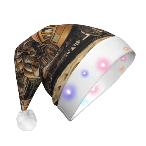 TYANG Diversifizierter Transportdruck, Weihnachtsmannmütze, Weihnachtsmannmütze, Band, LED-Lichter, leuchtende Weihnachtsmannmütze TYANG Diversifizierter Transportdruck, Weihnachtsmannmütze, Weihnachtsmannmütze, Band, LED-Lichter, leuchtende Weihnachtsmannmütze von TYANG
