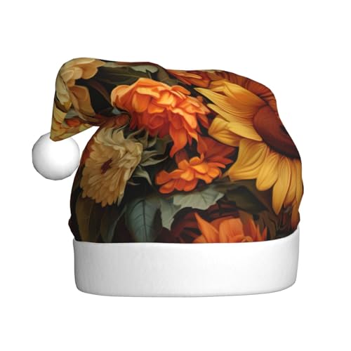 TYANG Frühlings-Sonnenblumen, Retro-Blumendruck, Weihnachtsmannmütze, Weihnachtsmannmütze, Band TYANG Frühlings-Sonnenblumen, Retro-Blumendruck, Weihnachtsmannmütze, Weihnachtsmannmütze, Band von TYANG