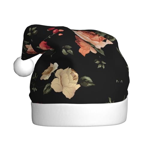 TYANG Herbstliche schöne Weihnachtsmütze mit Blumendruck, Weihnachtsmannmütze, Band TYANG Herbstliche schöne Weihnachtsmütze mit Blumendruck, Weihnachtsmannmütze, Band von TYANG